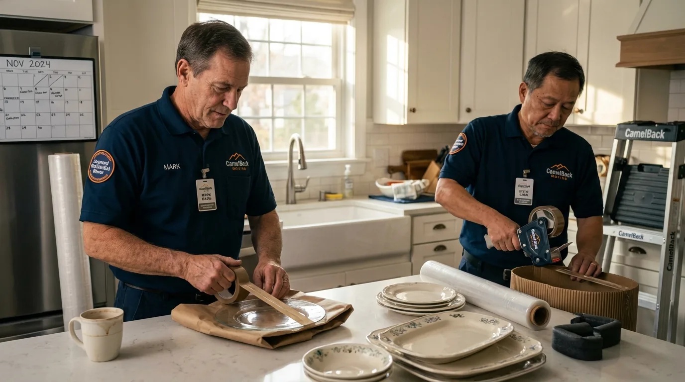 Professional crew packing kitchen dishware in Ocean City, MD